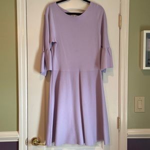 Lilac light sweater-like material dress with bell sleeve